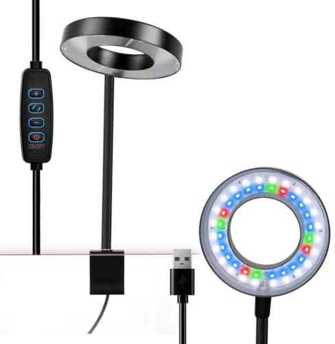 8 W LED Clip Aquarienleuchte, Kleines Clip-On Aquarium Pflanzlicht Einstellbare 360° Dimmerbeleuchtung für Kleine Aquarien Süßwasseraquarien Pflanzenaquarien