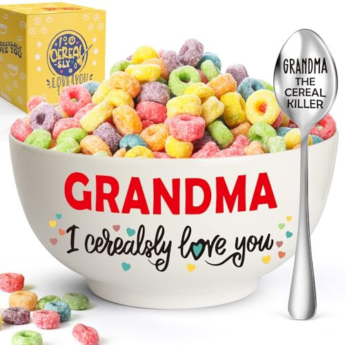 YEUYUQIU Grandma Grandson Gift - Cereal Bowl & Spoon Set - Ideal Mothers Day & for Grandma Nana