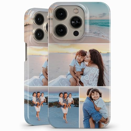 AIGAT Personalisierte Handyhülle für iPhone 14 - Vollständiges Druckdesign Benutzerdefinierter Fotodruck Robuste Schutzhülle - Ihr Design Hier | 4 Fotos