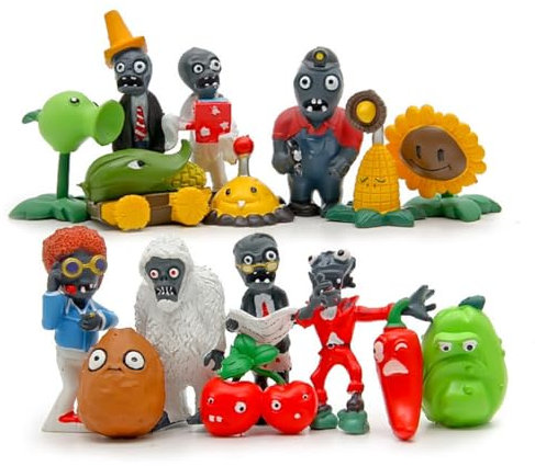 Juego de 16 figuras de dibujos animados de plantas zombies – Colección de juguetes – Modelo de decoración – Objetos de colección