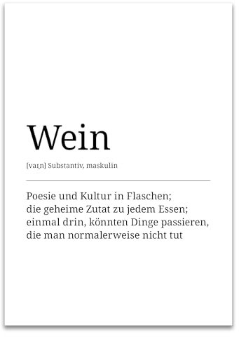 ARTFAVES® Poster Definition Wein | Worterklärung Duden Lexikon Wanddeko Wandbild Spruch als Geschenk | ohne Rahmen | 21 x 30 cm