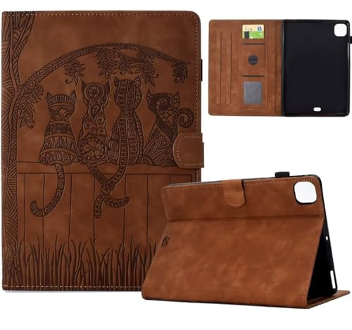 Vaitasy Hülle für iPad Air 11 2025/2024 iPad Pro 11 2021/2020 Nette Katze Silhouette Muster PU Leder mit Multi-Winkel Folio Schutzhülle iPad Air 5/4 10.9 2022/2020 Braun