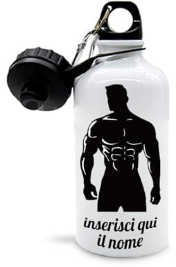 Mr. Gadgets Borraccia personalizzabile con nome vari modelli-Sport- Adulto 500ml (Body Building Uomo)