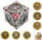 2025 Neues DND Spinner-Würfelset, 7-in-1 Metall-Würfel mit 3D-Relief, Dungeons and Dragons, polyedrische Rollenspiel-Würfel, Fantasy D&D Tabletop-RPG-Zubehör (Blutflecken)