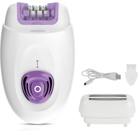 Kabelloser Epilierer für Damen, 600mAh Gesichtshaarentferner mit Rasierkopf und Epilierkopf, 2 Geschwindigkeiten, mit LED-Licht für Achseln, Beine, Arme
