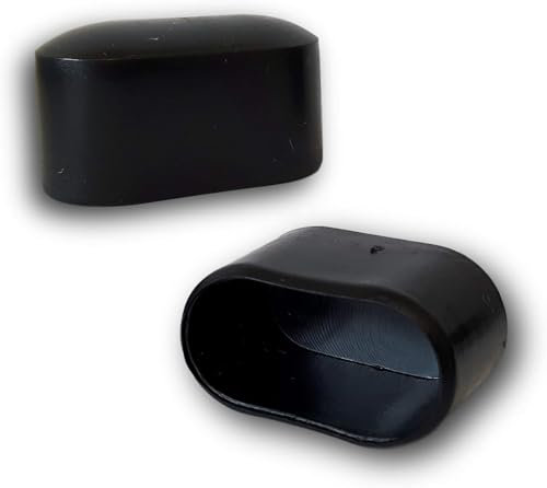 4X Stuhlbeinkappen Oval - Kunststoff Abdeckkappen Fußkappen für Ovalrohre (Schwarz, 30 x 15 mm)