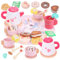WIKITOT Wooden Tea Set for Toddlers, 21pcs Tea Party Set for Children, Birthday Gift Toys for 3+ Year Old Girls