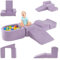 DREAMADE Parcours de motricité Bébé 5PCS avec Housse Lavable, Blocs de Construction avec Piscine à Balles, Module Motricité pour Enfant 3+ Ans (Violet)