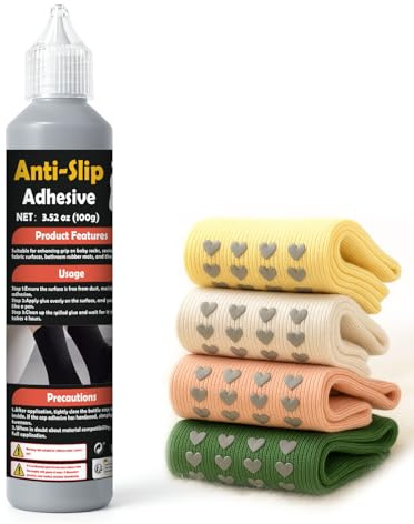 Sock Stop Anti Rutsch 100g Grau - gummiartige Antirutsch-Farbe auf Wasserbasis (kein Latex), für Textilien, sicherer Halt auf glatten Böden, einfache Anwendung aus der Flasche