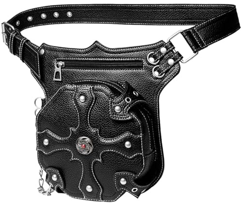 Steampunk Gürteltasche - Polyester Steampunk Taschen Damen | Leder Gothic Gürteltasche Bauchtasche | Vintage Steam Punk Rock | Vintage Motorradtasche Umhängetasche Für Damen Und Mädchen
