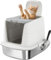 PawHut Katzenklo Edelstahl mit Deckel, Katzentoilette mit Streuschaufel, Wanne, Katzentoilette mit eingebauter Streufilter, Deodorierungsbeutel, für Katzen bis 5 kg, Weiß