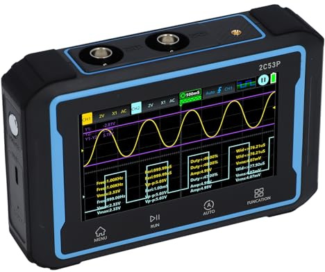 3 in 1 Handheld Oszilloskop Multimeter 50 MHz für Ingenieure | Dual-Kanal Signalgenerator, 4,3 Zoll Bildschirm 19999 Zählt, Echte RMS für Experimentelles Design