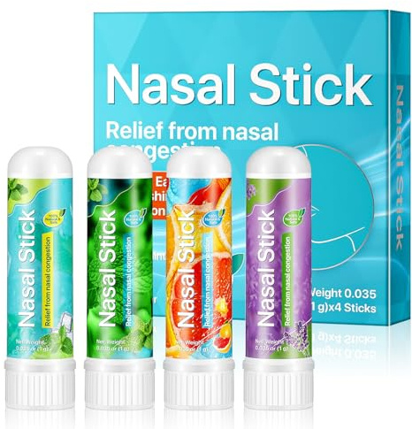Lápiz nasal, 4 unidades de lápices inhaladores portátiles para la nariz, alivio instantáneo de la congestión nasal y respiración fácil con sensación refrescante y fresca para el estudio, el trabajo o