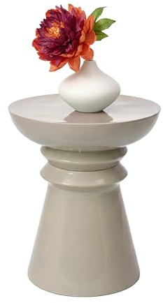Relaxdays Beistelltisch, Kegel-Design, Wohnzimmer Dekoobjekt, Beistellhocker HxD: 45 x 38 cm, Podest, Metall, beige