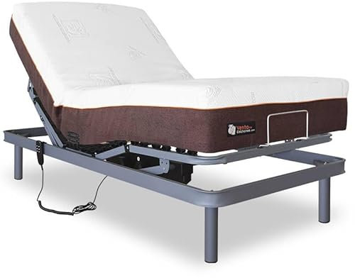Ventadecolchones - Cama Articulada Reforzada Adaptator + Colchón viscoelástico Visco 5 y Mando con Cable Medida 90 x 190 cm
