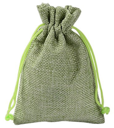 YFZYT 20 Piezas Bolsas de Lino de tamaño práctico Bolsas de cordón de Hesse Bolsa de Yute Bolsa de Regalo de Saco de Fiesta de Monedas Artes artesanales - 9 x 12 cm, Verde Claro