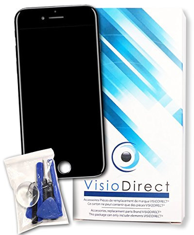 Visiodirect Ecran Complet pour iPhone 7 Noir vitre Tactile + ecran LCD sur Chassis de Telephone Portable + Outils + Verre trempé + Etui Noir