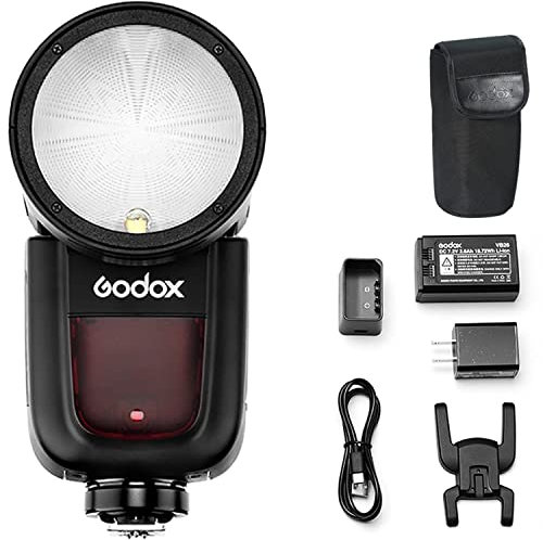 Godox V1-C Flash pour Canon, 1/8000s HSS Flash TTL de Tête Ronde avec Modeling Lampe, 480 Fois Flash avec Batterie Lithium-ION pour Photographie/Mariage/Paysage