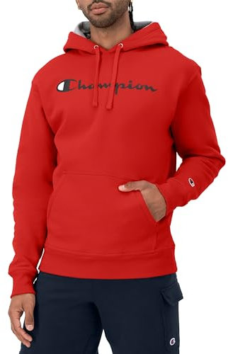 Champion Felpa con Cappuccio Powerblend con Grafica, Squadra Rosso Scarlatto, XS Uomo