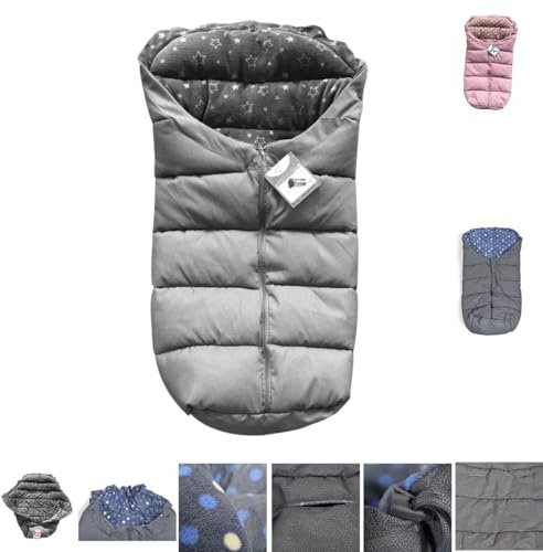 Cangaroo Fußsack Cuddle, für Kinderwagen Thermofleece wasserdicht Reißverschluss grau