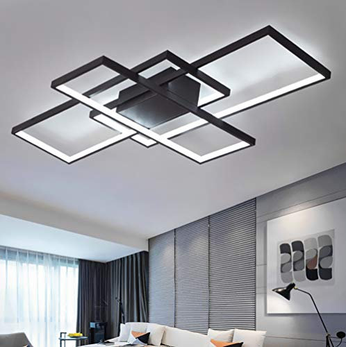 Wohnzimmerlampe Modern Schlafzimmer Deko LED Deckenleuchte mit Fernbedienung Esszimmerlampe Decke Hängelampe Chic Eckig Design Acryl-Schirm Flur Lampe Landhaus Kücheleuchte Bad Deko Deckenlampe