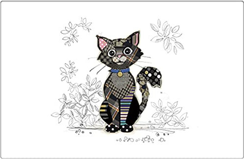Kiub - LOT DE 6 SETS DE TABLE PLASTIFIES 43 X 28 CM BUG ART KOOK CHAT NOIR - KIUB