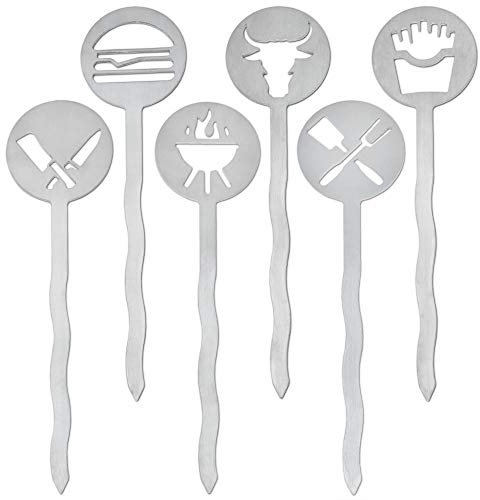 Feinwerk CurlyB Burger Spieße 6 Stück Edelstahl | Spülmaschinenfest | Spezielle Wellenform für besseren Halt | Hamburger Spieße | Burgerspieß