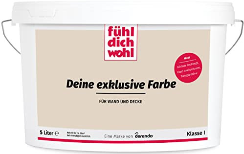 derendo Fühl Dich Wohl Deine Farbe braun, matte Wandfarbe braun, hohe Deckkraft, verschiedene Brauntöne zur Auswahl (5l, Cookie)
