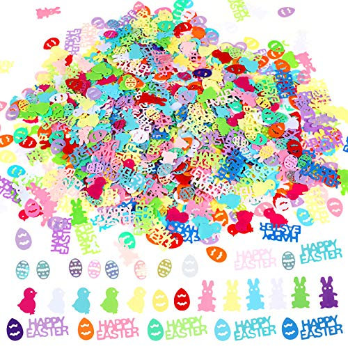 HOWAF Sparkle Ostern Konfetti Osterei Küken Häschen Tisch Konfetti Basteln für Kinder Ostern Handwerk Ostern Babyparty Geburtstags Deko Zubehör, 60g