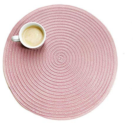 Daesar 4 Tovagliette Americane, Tovaglietta Cucina Vinile Tovagliette per Tavola Motivo Intrecciata Rotondo Rosa Tovagliette Tessuto Lavabili 38x38CM