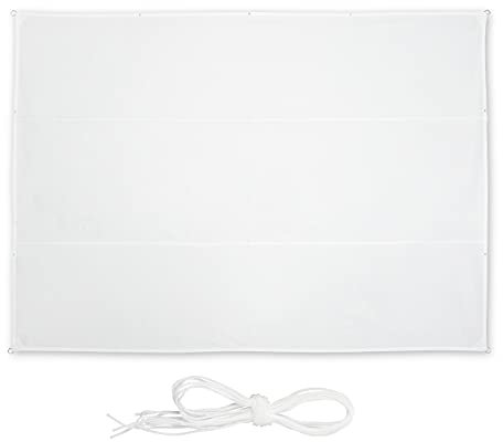 Relaxdays Toldo Vela Rectangular, 4,5 x 5,5 m, Repelente al Agua, Protección UV, con Cuerdas, Terraza, Balcón, Blanco