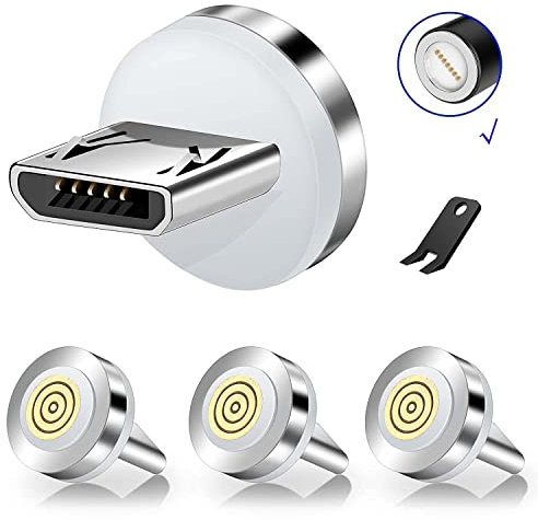 Boffdock Lot de 4 embouts magnétiques Mirco à 7 broches pour appareils Android Micro USB avec 7 points de contact sans cordon USB