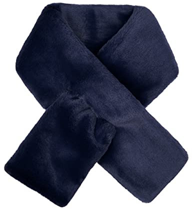 Futrzane Modern Schal - Kunstfell Schal Damen - Winter Pelzkragen Stola aus Pelz (Marineblau Modern)
