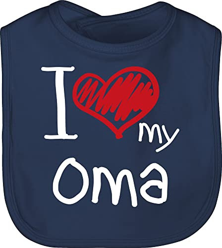 Shirtracer Baby Lätzchen - I love my Oma weiß - Unisize - Navy Blau - omi kinderlatz latz babylätze schlabberlatz latzchen laetzchen babylatz babylätzchen lätze latzerl