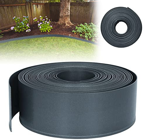 UISEBRT Rasenkante Kunstoff 80m - Lawn Edging Roll Plastic Beeteinfassung Gartenzaun Beetumrandung Rasenbegrenzung Lawn Border Garten Dekorativ (80 m x 12 cm, Anthrazit)