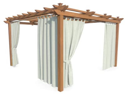 HOME DEKO Terrassenvorhang, Wasserdichter Gartenvorhang für Terrasse, Balkon, Pergola & Pavillon, Schlaufen mit Klettverschluss, Schutz vor Sonne, Regen & Wind, Hellgrau, 200 x 155 cm, 4 Stück