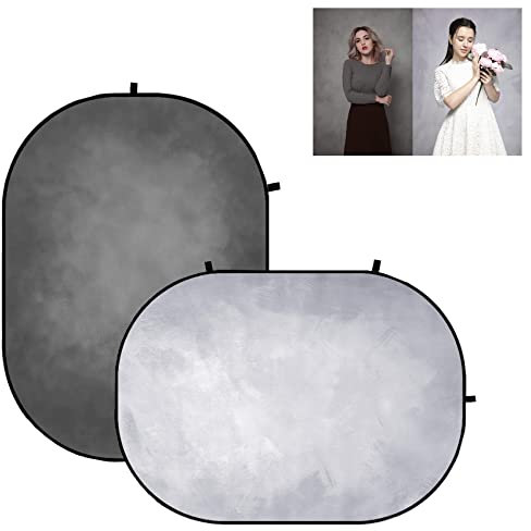 Kate Doppelseitiger hellgrauer/dunkelgrauer Hintergrund zusammenklappbarer Hintergrund für Fotoshootings Pop-Up Fotohintergrund Faltbarer zusammenklappbarer Fotohintergrund (5x6,5ft/1,5x2m)