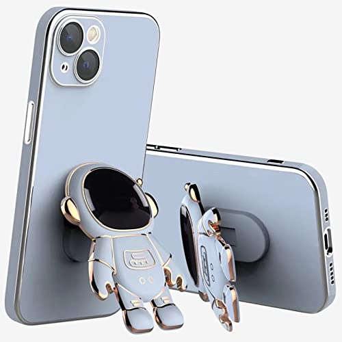 VooDirop Coque de protection galvanisée compatible avec Apple iPhone XR avec support astronaute 6D et film de lentille d'appareil photo en silicone TPU résistant aux chocs (bleu)