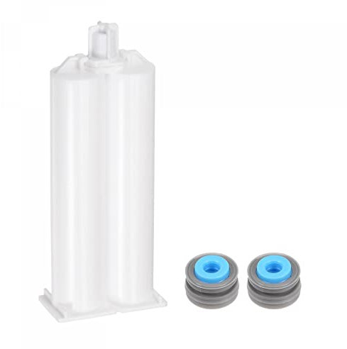 sourcing map Epoxy Gun Adhesive Cartridge, 115mm Plastic Resin Mixer Dual Glue Cartridge with Gray Piston for 50ml/1.7oz 1:1 AB Glue Adhesive Gun
