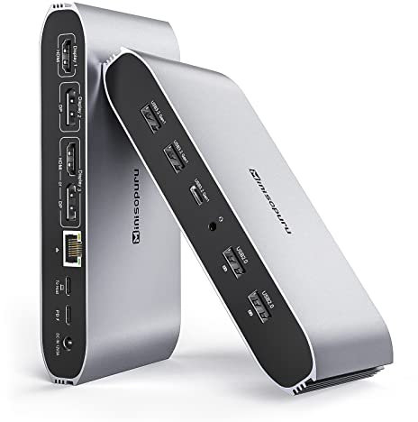 Minisopuru Displaylink Triple Display Docking Station for MacBook M1/M2/M3/M4/Windows,DisplayLink Docking Station with 2 HDMI & 2 DisplayPort,100W Charge, USB-C Data, Ethernet, Audio,4 USBA Ports
