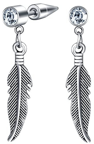 feilok Ohrring für Männer Ohrpiercing Ohrstecker für Männer Frauen Edelstahl Feder mit Anhänger Ohr Helix