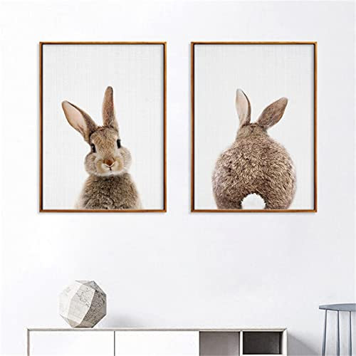 Trayosin Bilder Kinderzimmer 2er Set, Premium Kaninchen Poster Set, Wandbilder Deko Bilder Kinderzimmer Mädchen und Jungen Babyzimmer Deko Wandposter (30x40cm)