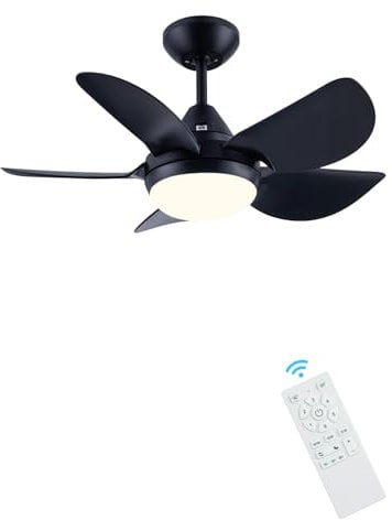 Newday 30 Inch Bedroom Ceiling Fan with Light and Remote Control, Small Black Ceiling Fan with Light Reversible, Quiet Ceiling Fan Lamp with 3 Speed, 4 Timer for Bedroom Living Room Kitchen Study
