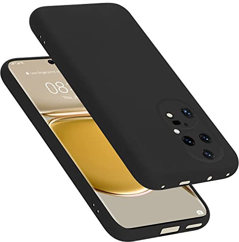 Cadorabo Hülle kompatibel mit Huawei P50 PRO Hülle Silikon Handyhülle für P50 PRO Case aus flüssigem Silikon- Kratzfeste und stoßfeste dünne TPU Schutzhülle - Liquid SCHWARZ