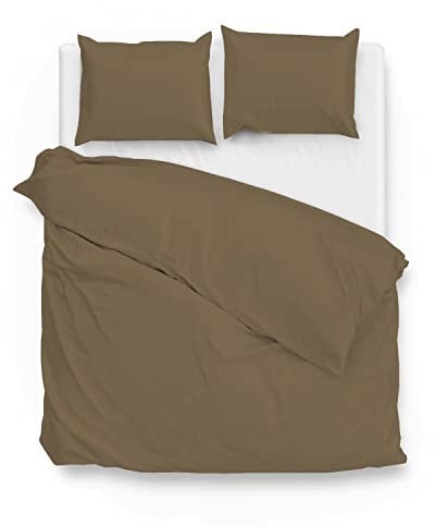 Zo Home Satinado Bettbezug Set Uni Baumwolle Satin - Echt Taupe 200x200/220cm