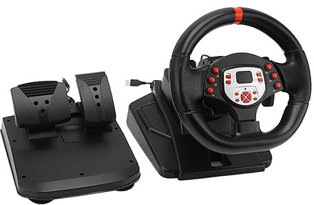 Cosiki Racing Wheel, Lenkrad Gaming Vibration PC Lenkrad mit Pedal 180 Grad Paddle Shifter 5 in 1 Driving Force Racing Wheel Rennsimulator für PC