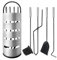 SUBTLETY Kaminbesteck 5 Teilige Modern Kamingarnitur Edelstahl Kaminset Kaminofen Zubehör Ofenbesteck Kaminreinigungsset mit Ständer, AscheSchaufel, Besen, Schürhaken, Zange (Silber)