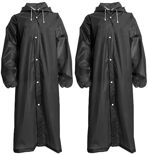 Fayemint 2 Stück Regenponcho, Wasserdicht Regenmantel Unisex, Regenschutz Regen Poncho, Atmungsaktiver Tragbarer Poncho, für Radfahren, Wandern, Angeln, Camping (Schwarz)