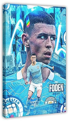 THNIKK Phil Foden Englischer professioneller Fußballer, Wandkunst, Dekor, Poster, Leinwand, Poster, Schlafzimmer, Dekoration, Sport, Landschaft, Büro, Raumdekoration, Geschenk, Rahmenstil, 60 x 90 cm