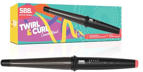 SBB Twirl & Curl konischer Lockenstab – Lockenstab-Styler mit konischem Aufsatz, Stylingstab für Wellen und Locken, angereichert mit pflegenden Glanz-Ölen, Für kurzes und langes Haar
